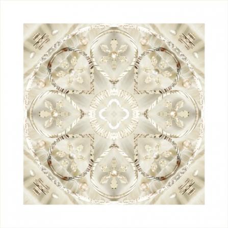 A Bamberger Mandala in silver, "The Springs", 2016.  This mandala was inspired by the many underground springs that characterise Bamberg and can contribute for anyone, anywhere to a flow of energy.  Ein Bamberger Mandala in Silber, „Die Quellen“, 2016.  Ein Collagefliesenkunstwerk in Mandalastil, Dieses Mandala wurde mit Illustrierten Fotoausschnitten von einem sehr großen Quellwasser-wasserfall, von silbernen Metallen, sowie verschiedene Gläser, Blasen und Perlen gemacht.  Während meiner intensive Beschäftigung mit dem Michelsberg (und die unterirdische Stollen die dort sowie unter der gesamte Altstadt sehr verbreitet sind), (während erste Renovierungsarbeiten auf der Pflegeheim um der Kirchengebäude in den 90-er Jahre durch Gespräche mit den Bauleitern, mit Personal der Vermessungsamt) erfuhr ich, dass Bamberg einen überdurchschnittlichen Reichtum an unterirdischen Quellen hat.  Das Quellwasser wird z.B. von mindestens einer der einheimische Brauerein benutzt für ihr Bier und eine sog. blinde Quelle ist ein Kraftplatz zentral aufsteigend von unterhalb der Laurenzi-Kapelle.  Diese ist eine spezielle Wasserenergiequalität welche Bamberg besitzt, was wieder mehr unter der Oberfläche ist, von außen nicht so merklich, was aber die Stadt eine gewisse Erneuerungsenergie und eine Sanftheit der Gesamtenergie verleiht die ich besonders finde.